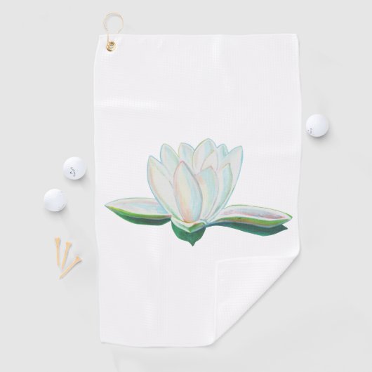 Illustration der Blume White Lotus Golfhandtuch (Insitu)