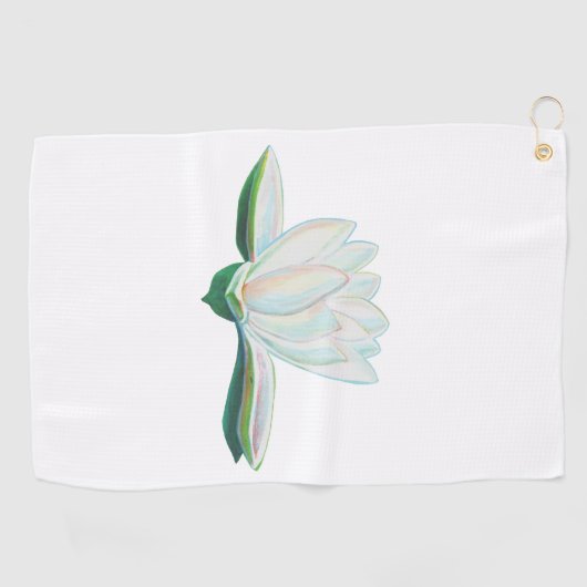Illustration der Blume White Lotus Golfhandtuch (Horizontal)