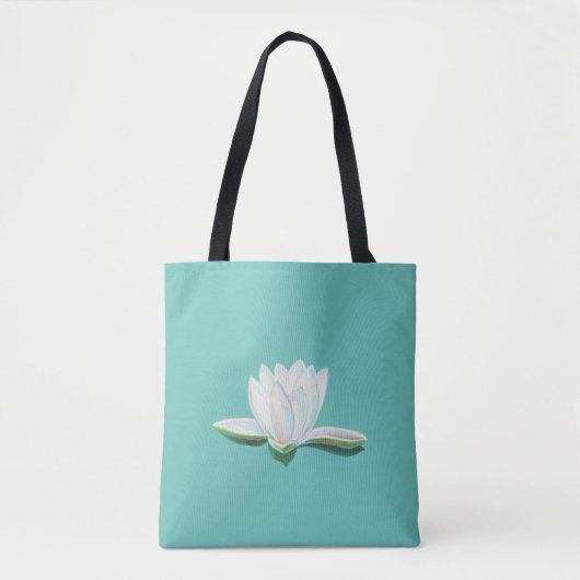 Illustration der Blume White Lotus Minze Green Tasche (Vorderseite)