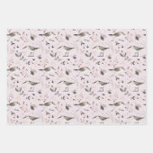 Illustration der botanischen Wasserfarbe der Vögel Geschenkpapier Set (Vorderseite 3)