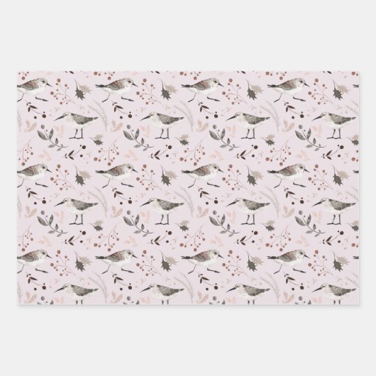 Illustration der botanischen Wasserfarbe der Vögel Geschenkpapier Set (Vorderseite 3)