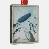 Illustration der Delphine, die oben einem Boot Silbernes Ornament (Rechts)