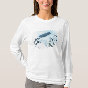 Illustration der Delphine, die oben einem Boot T-Shirt
