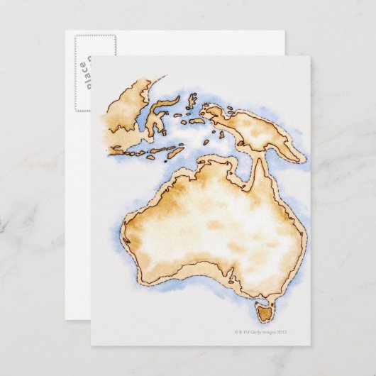Illustration der einfachen Kontur Australiens Postkarte (Vorne/Hinten)