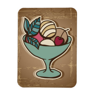 Illustration der Eiscreme in der Retro Art Magnet