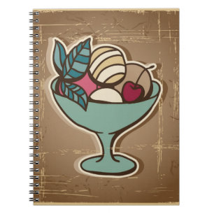 Illustration der Eiscreme in der Retro Art Notizblock
