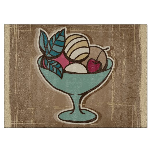 Illustration der Eiscreme in der Retro Art Schneidebrett (Vorderseite)