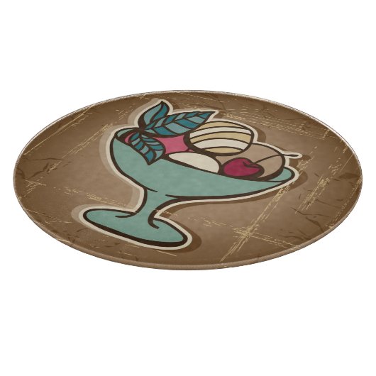 Illustration der Eiscreme in der Retro Art Schneidebrett (Ecke)