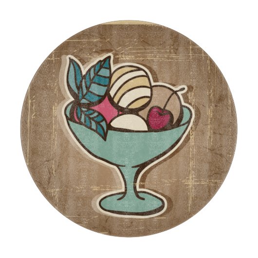 Illustration der Eiscreme in der Retro Art Schneidebrett (Vorderseite)