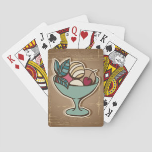 Illustration der Eiscreme in der Retro Art Spielkarten