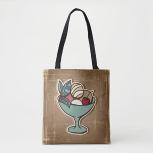Illustration der Eiscreme in der Retro Art Tasche
