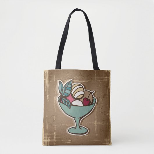 Illustration der Eiscreme in der Retro Art Tasche (Vorderseite)