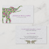 Illustration der farbenfrohen Elefanten der Blume Visitenkarte (Vorne/Hinten)