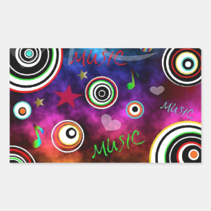 Illustration der farbenfrohen Musik Rechteckiger Aufkleber