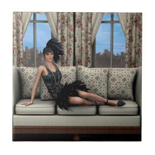 Illustration der Flapper-Mode der Roaring Twenties Fliese