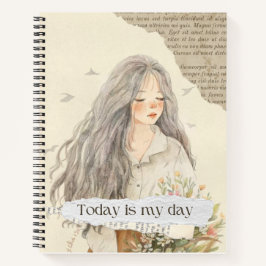 Illustration der Frauen in Beige und Braun Notizblock