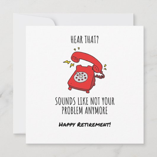 Illustration der "Funny Red Phone Retirement Card" Einladung (Vorderseite)