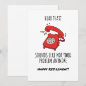 Illustration der "Funny Red Phone Retirement Card" Feiertagskarte (Vorne/Hinten)