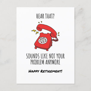 Illustration der "Funny Red Phone Retirement Card" Feiertagspostkarte