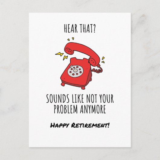 Illustration der "Funny Red Phone Retirement Card" Feiertagspostkarte (Vorderseite)