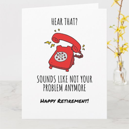 Illustration der "Funny Red Phone Retirement Card" Karte (Gelbe Blume)