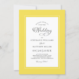 Illustration der gelben Elegant für Hochzeitsskrip Einladung