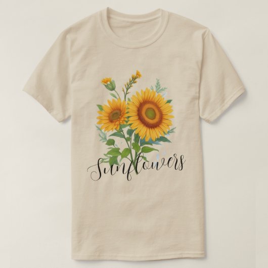 Illustration der gelben Sonnenblumen, botanisch bl T-Shirt (Design vorne)