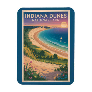 Illustration der Indiana Dunes National Park Reise Magnet