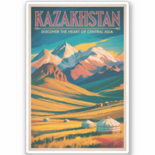 Illustration der kasachischen Steppe, Reise, Kunst Aufkleber