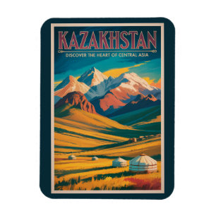 Illustration der kasachischen Steppe, Reise, Kunst Magnet