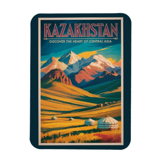 Illustration der kasachischen Steppe, Reise, Kunst Magnet (Vertikal)