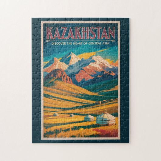 Illustration der kasachischen Steppe, Reise, Kunst Puzzle (Vertikal)