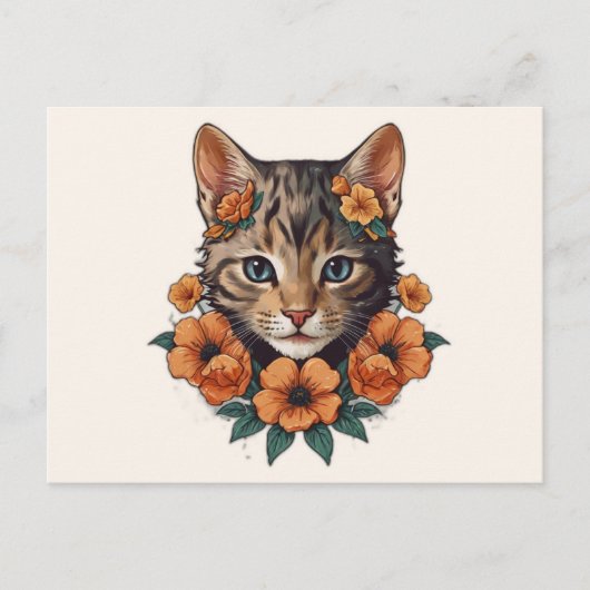 Illustration der Kätzchenfantasy-Blume Postkarte (Vorderseite)
