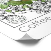 Illustration der Kräuterfabrik für Kaffeebohnen Poster (Ecke)