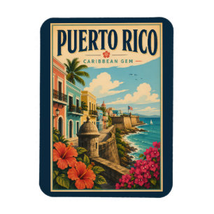Illustration der Küste von Puerto Rico Reise Kunst Magnet