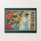 Illustration der Küste von Puerto Rico Reise Kunst Puzzle (Horizontal)