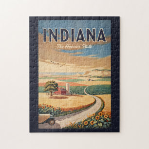 Illustration der ländlichen Gegend von Indiana Rei Puzzle