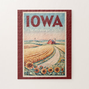 Illustration der ländlichen Gegend von Iowa, Reise Puzzle