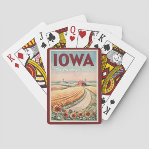 Illustration der ländlichen Gegend von Iowa, Reise Spielkarten