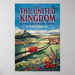 Illustration der Landschaft des Vereinigten Königr Poster