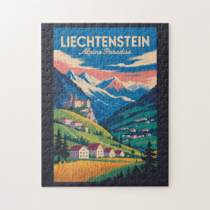 Illustration der Landschaft Liechtensteins Reise K Puzzle