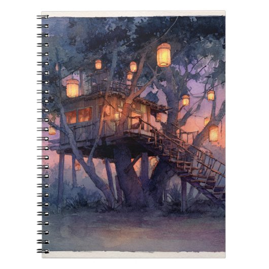 Illustration der magischen Laterne-Lit-Treehouse Notizblock (Vorderseite)