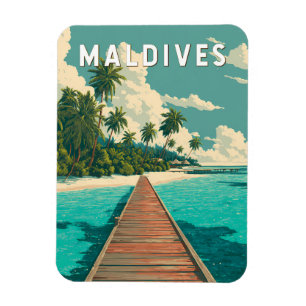 Illustration der Malediven Reise Kunst Vintage Magnet