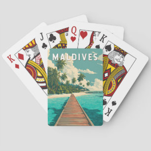 Illustration der Malediven Reise Kunst Vintage Spielkarten