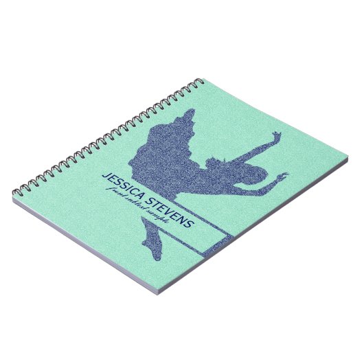 Illustration der Mint-Green & Blue Dancer Silhouet Notizblock (Linke Seite)