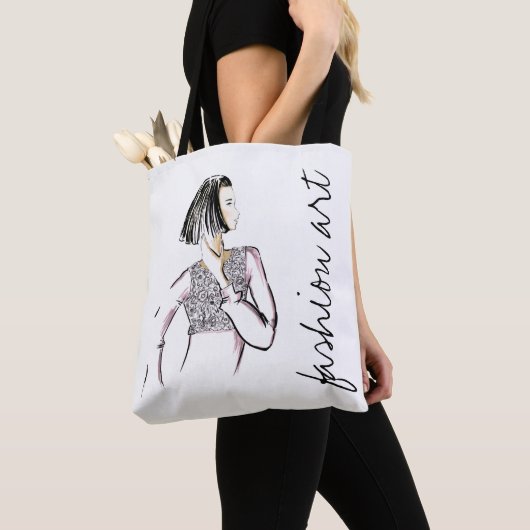 Illustration der Mode der Mode Kunst Print Tasche (Von Nahem)