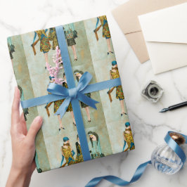 Illustration der Mode der Vintagen 1930er Jahre Geschenkpapier