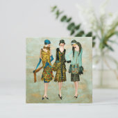 Illustration der Mode der Vintagen 1930er Jahre Karte (Stehend Vorderseite)