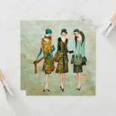 Illustration der Mode der Vintagen 1930er Jahre Karte (Vorderseite/Rückseite Beispiel)