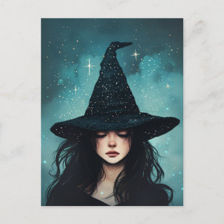 Illustration der Nacht Hexe in der Sternenzeit Postkarte